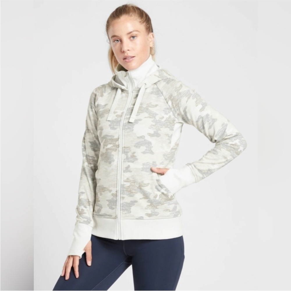 Athleta Triumph Camp Light Gray Hoodie size Small